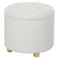 HOMCOM 18" Round Ottoman with Storage White