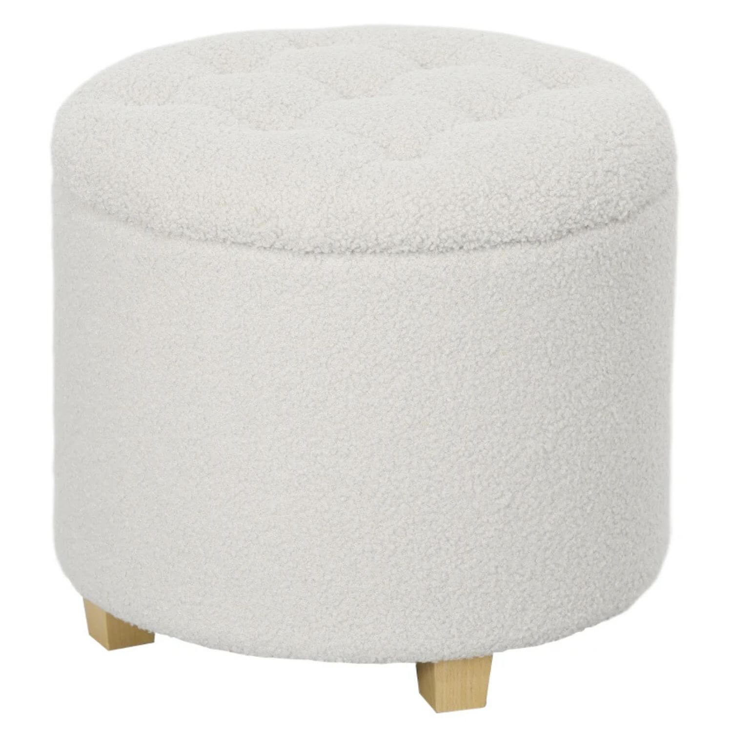 HOMCOM 18" Round Ottoman with Storage White