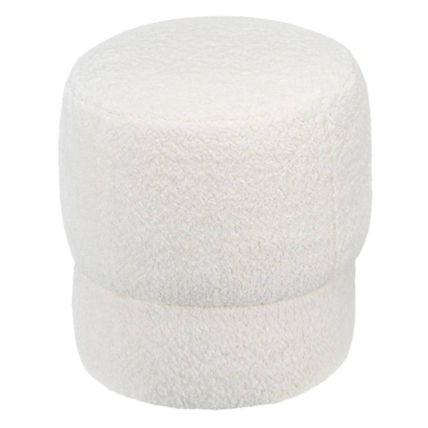 HOMCOM Round Ottoman, Upholstered Foot Stool with Steel Frame, White