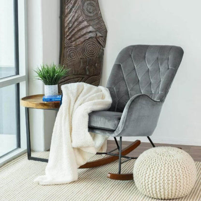 Ashcroft Rudnick Mercury Row Fabric Nursery Rocking Chair in Dark Grey - Lifestyle