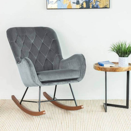 Ashcroft Rudnick Mercury Row Fabric Nursery Rocking Chair in Dark Grey - Lifestyle