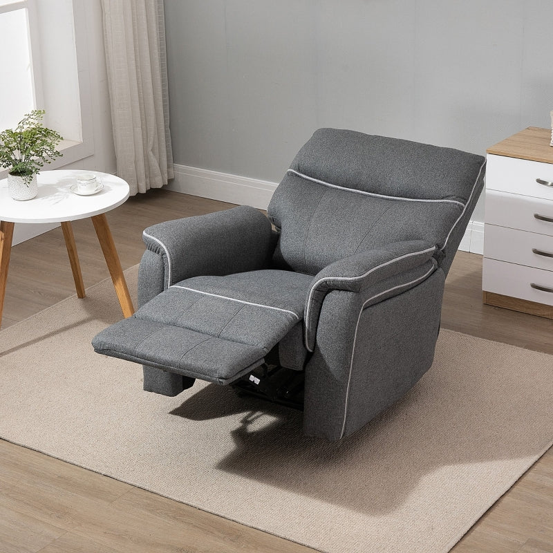 HOMCOM Nursery Rocker Recliner with Thick Padded Headrest & Footrest | Adjustable 150° | Grey