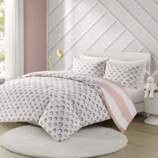 Sammie Cotton Cabana Stripe Reversible Comforter Set Pink