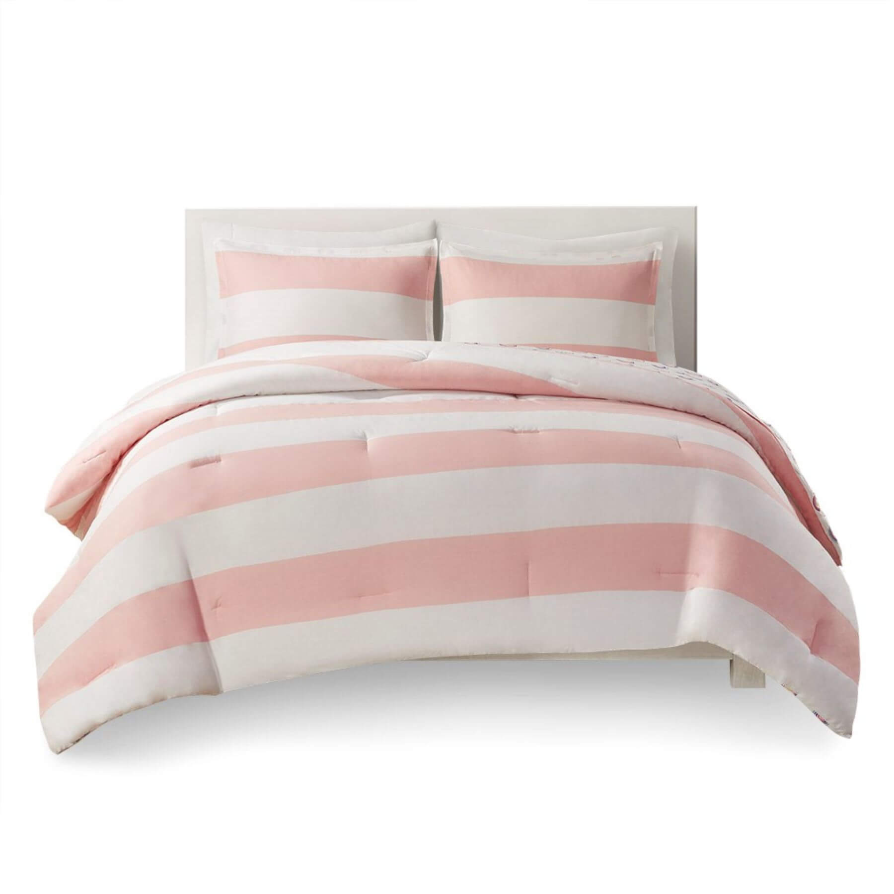 Sammie Cotton Cabana Stripe Reversible Comforter Set Pink