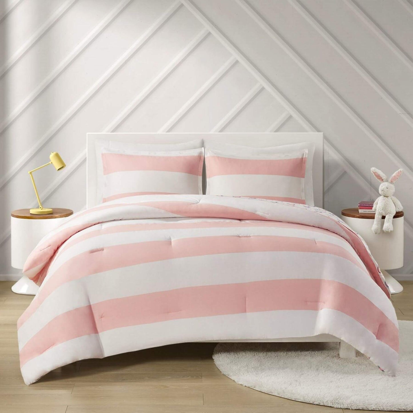 Sammie Cotton Cabana Stripe Reversible Comforter Set Pink