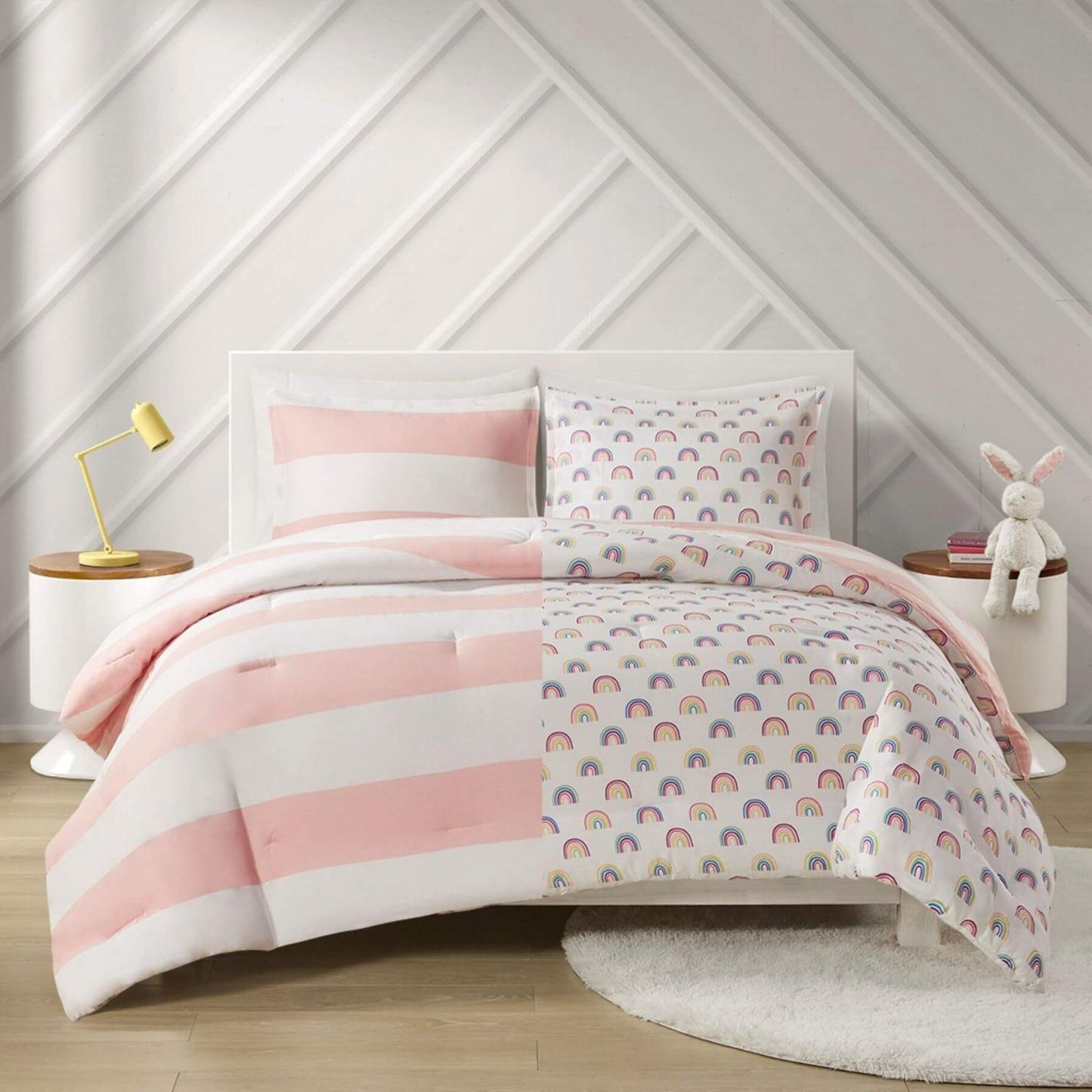 Sammie Cotton Cabana Stripe Reversible Comforter Set Pink