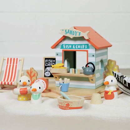 Tender Leaf Sandy's Beach Hut on a white surface.