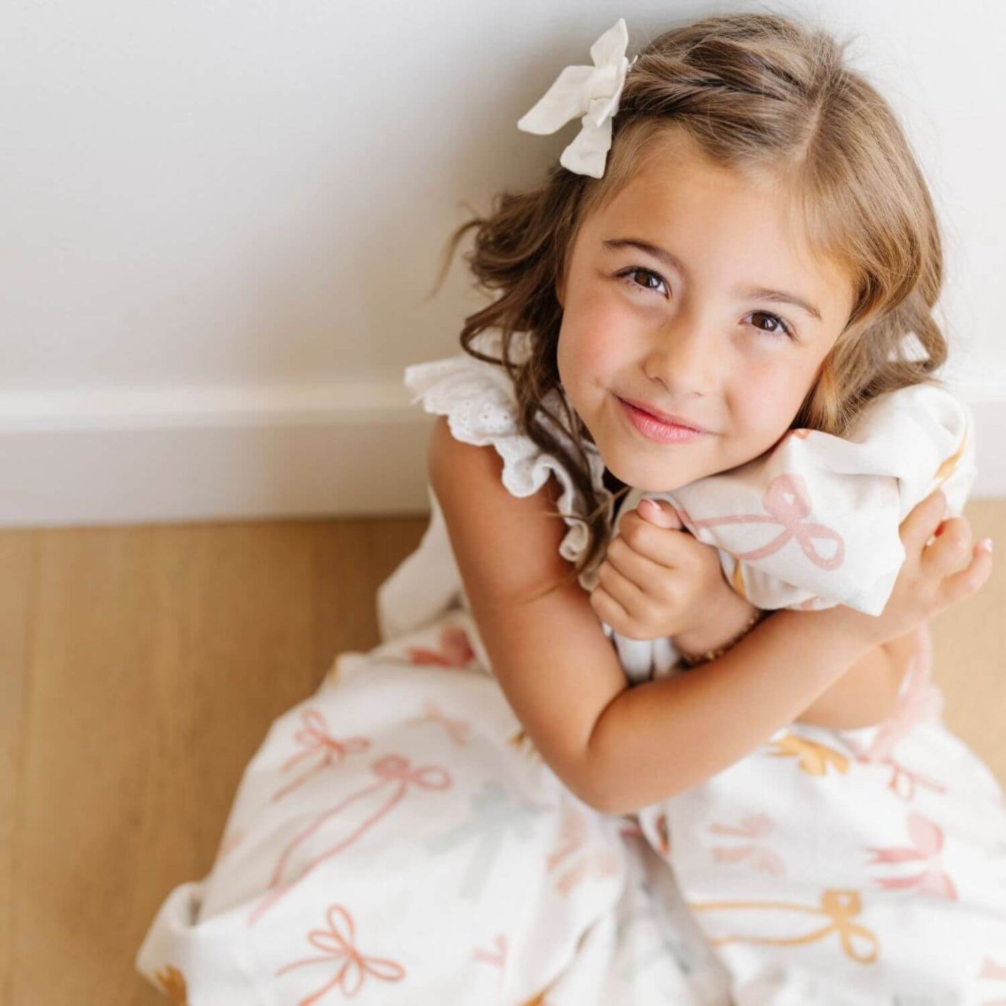 Girl with Saranoni Minky/Lush Receiving Blanket