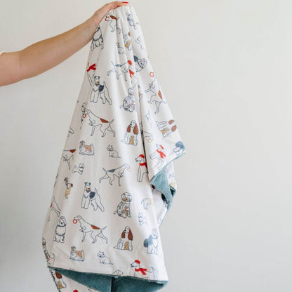 Saranoni Minky/Lush Receiving Blanket Dog held by a hand