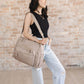 Woman Carrying JuJuBe Satchel Diaper Bag Taupe