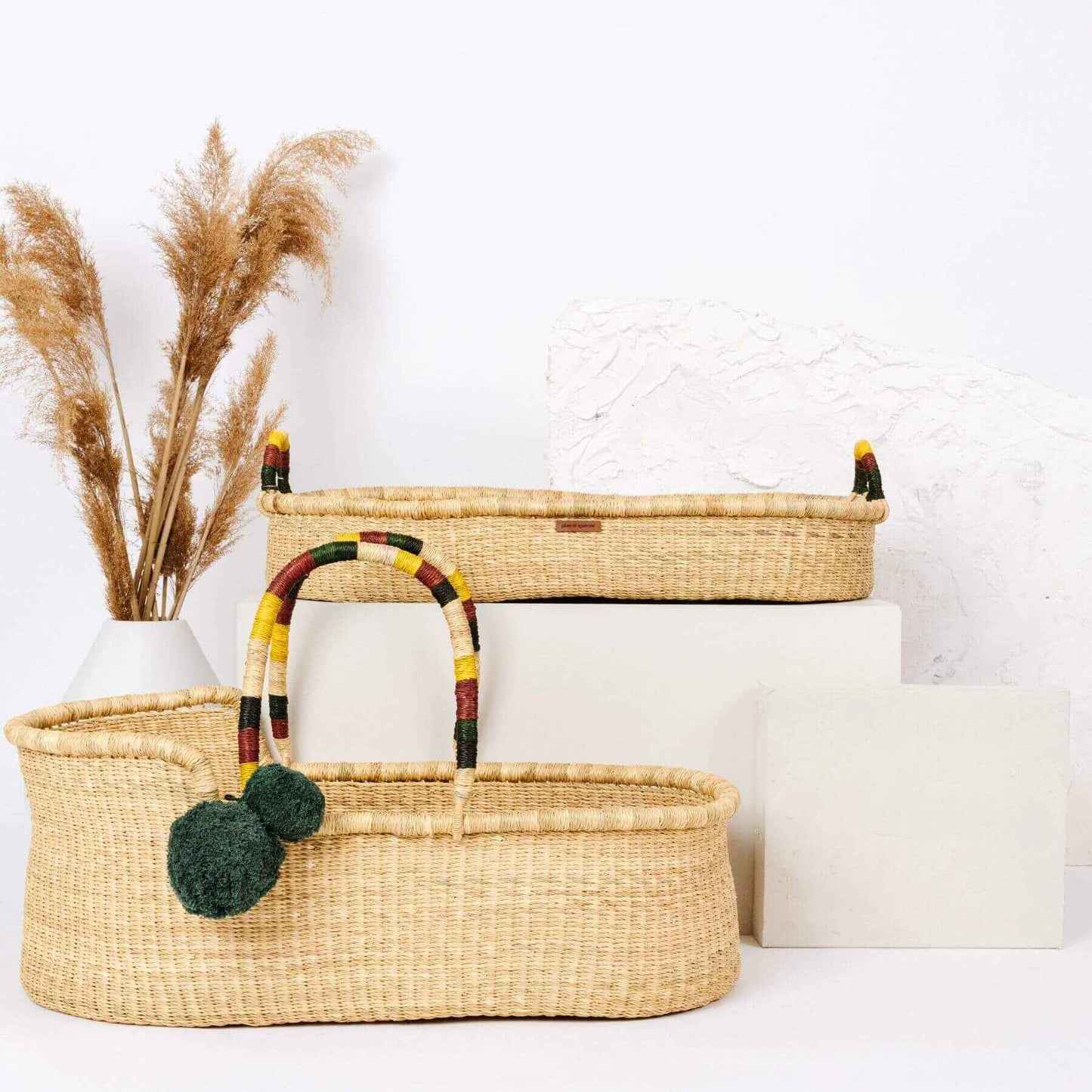 Plum+Sparrow Savannah African Moses Basket on a white background