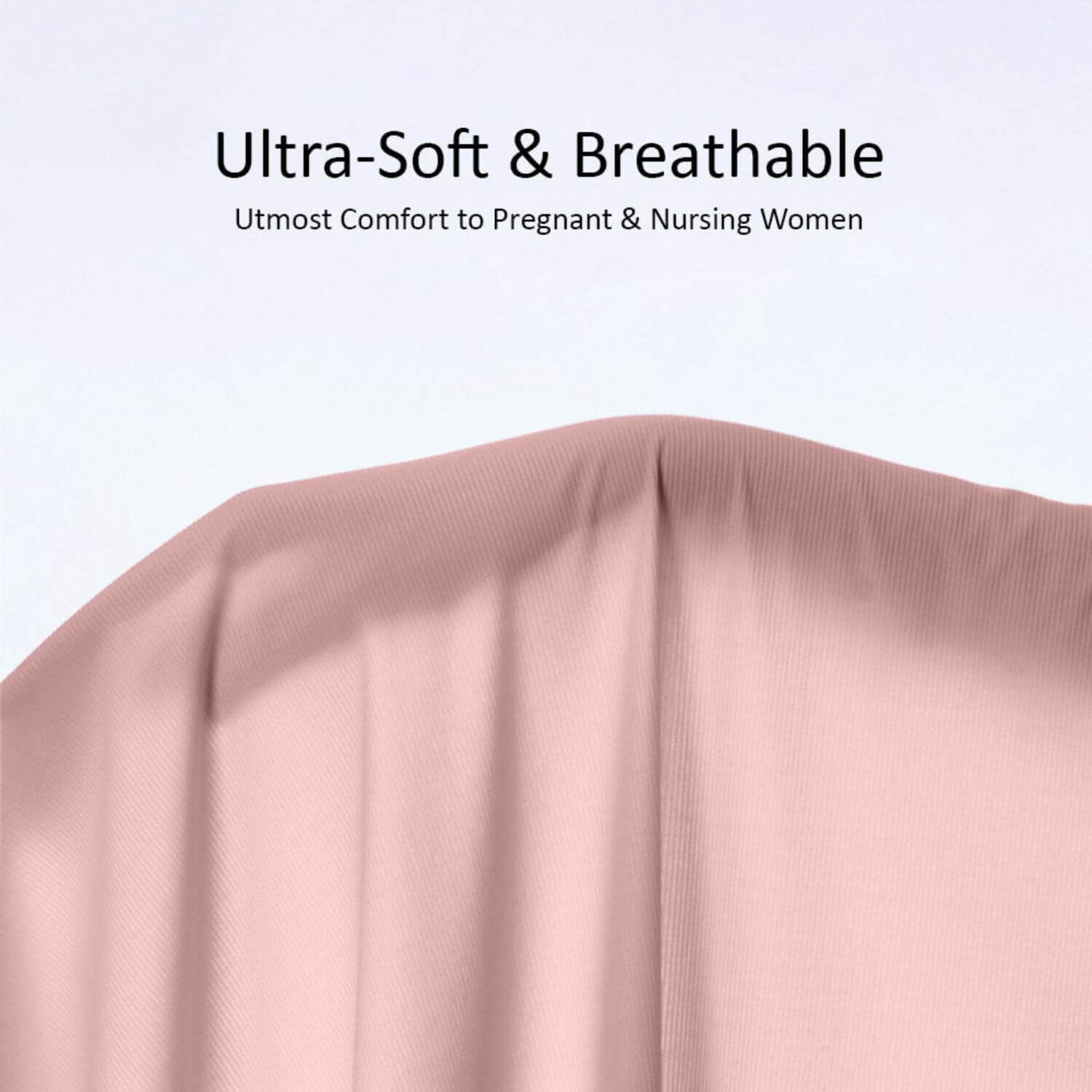 Close-up of ultra-soft fabric with text on a light gray background