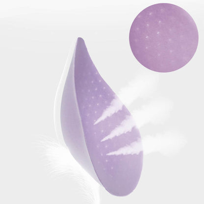 Purple gel-like substance with a droplet shape on a white background
