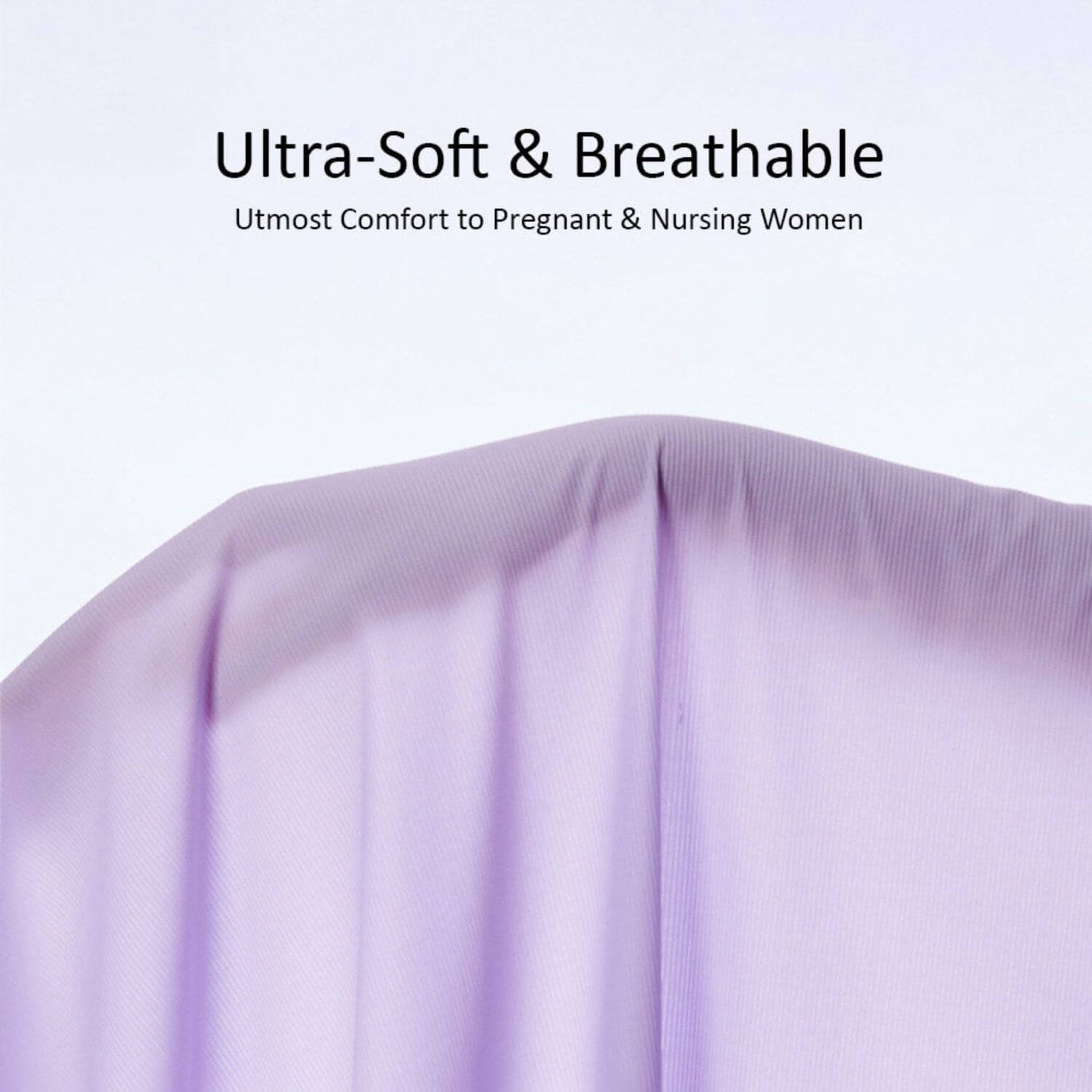 Ultra-soft fabric with text on a light purple background