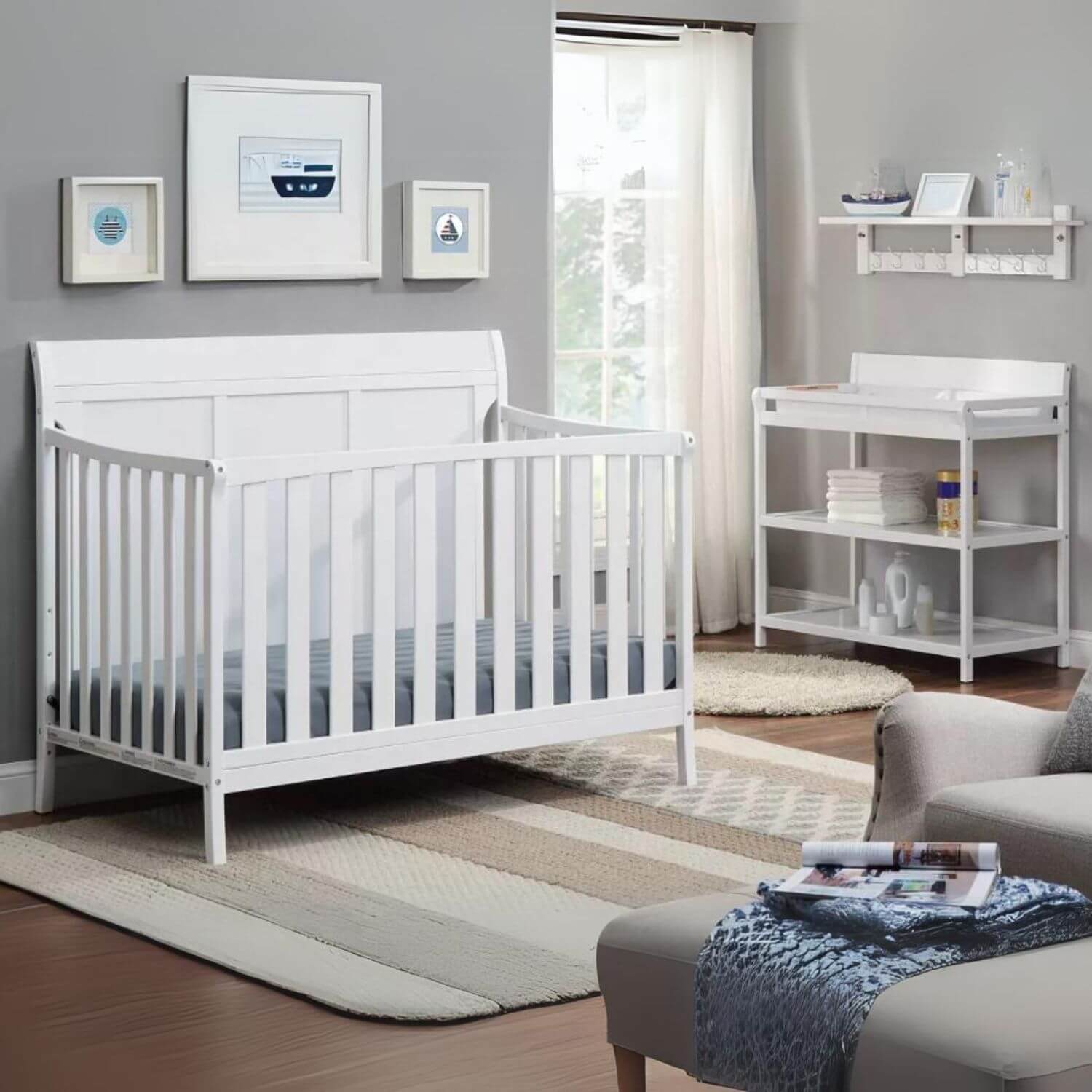Shailee 4-in-1 Convertible Crib + Changing Table White