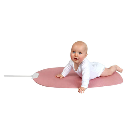 Baby lying on Shnuggle Portable Changing & Play Mat - Pink