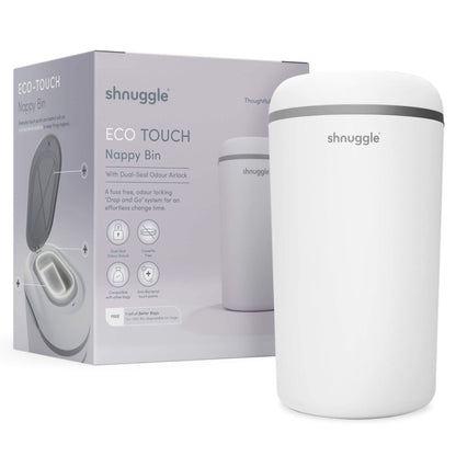 Shnuggle Eco-Touch Nappy Bin Diaper Pail - White