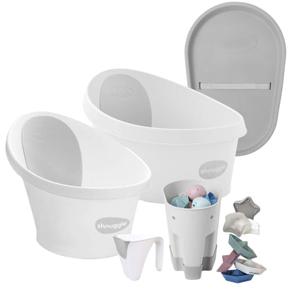 Shnuggle Growing Family Bath Time Bundle | White / Grey