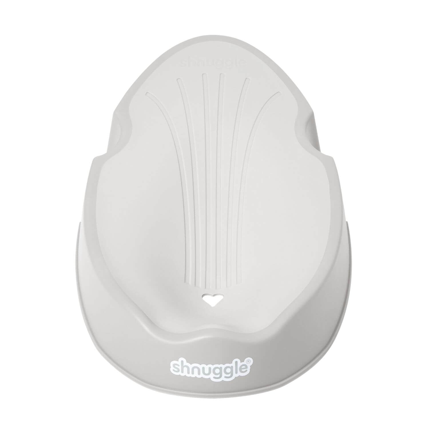 White baby seat with 'shnuggle' branding on a white background