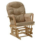 Benzara Rehan Glider Chair & Ottoman Set | Brown & Natural Oak