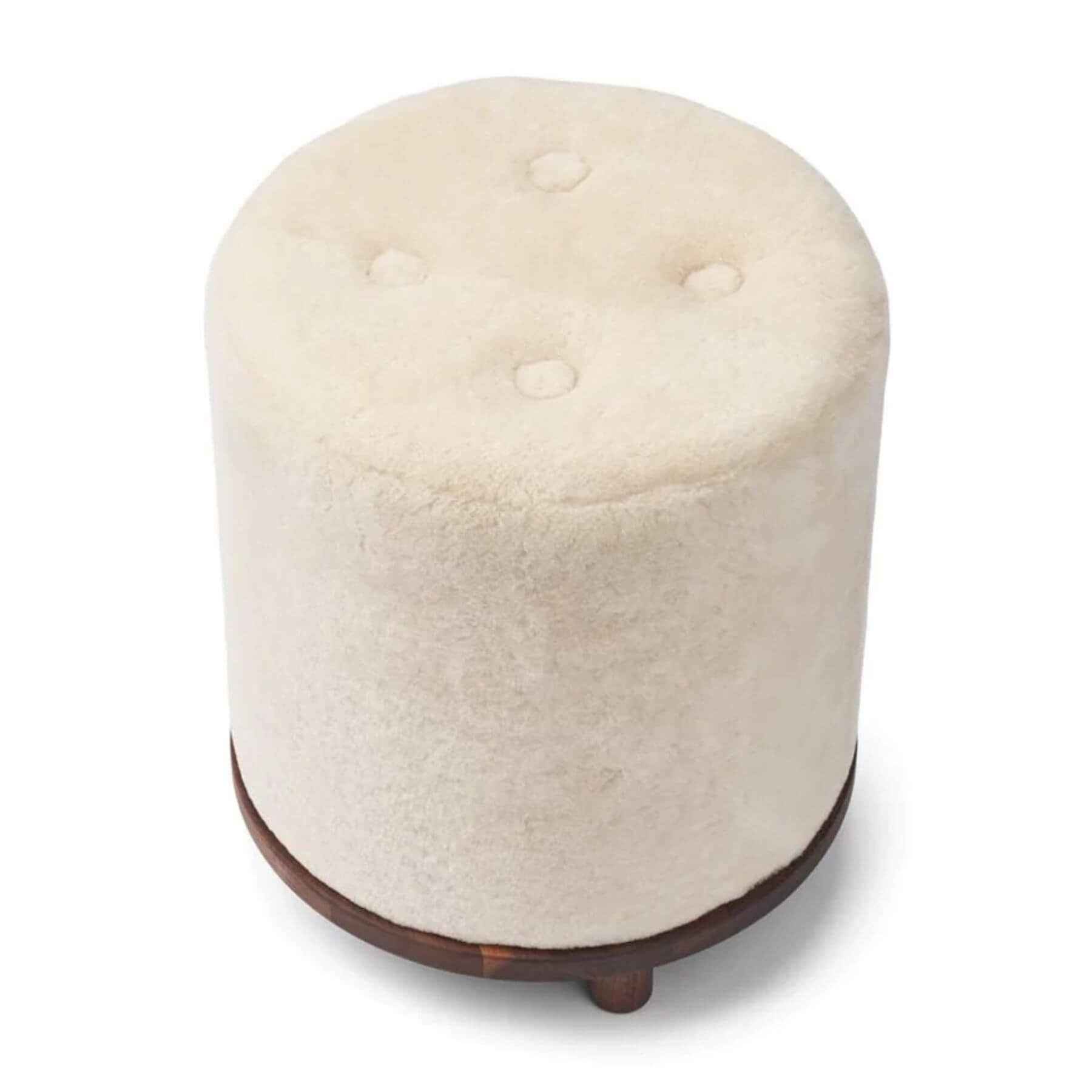 Natures Collection Simon Pouf Moccasin, Walnut Legs