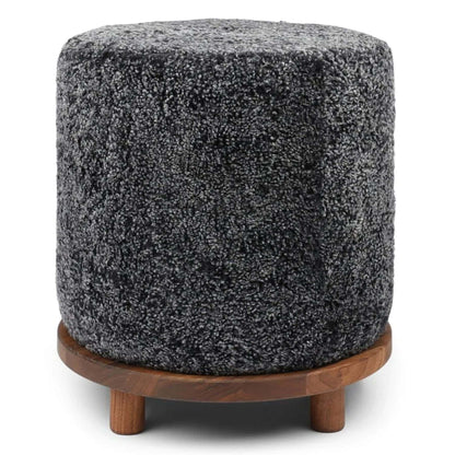 Natures Collection Simon Pouf Short Wool, Walnut Legs | Anthracite