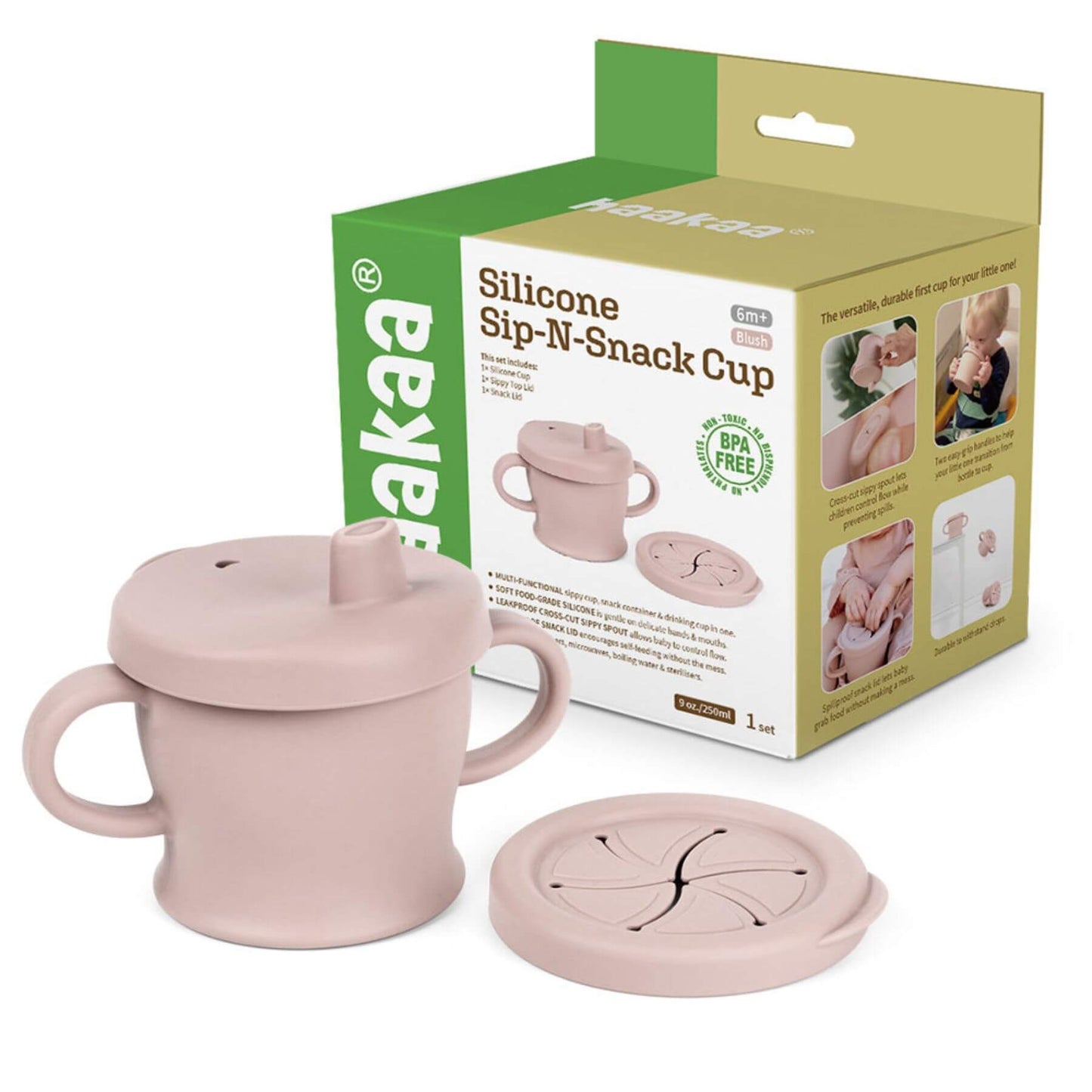 Haakaa Silicone Sip-N-Snack Cup 8 oz - Blush