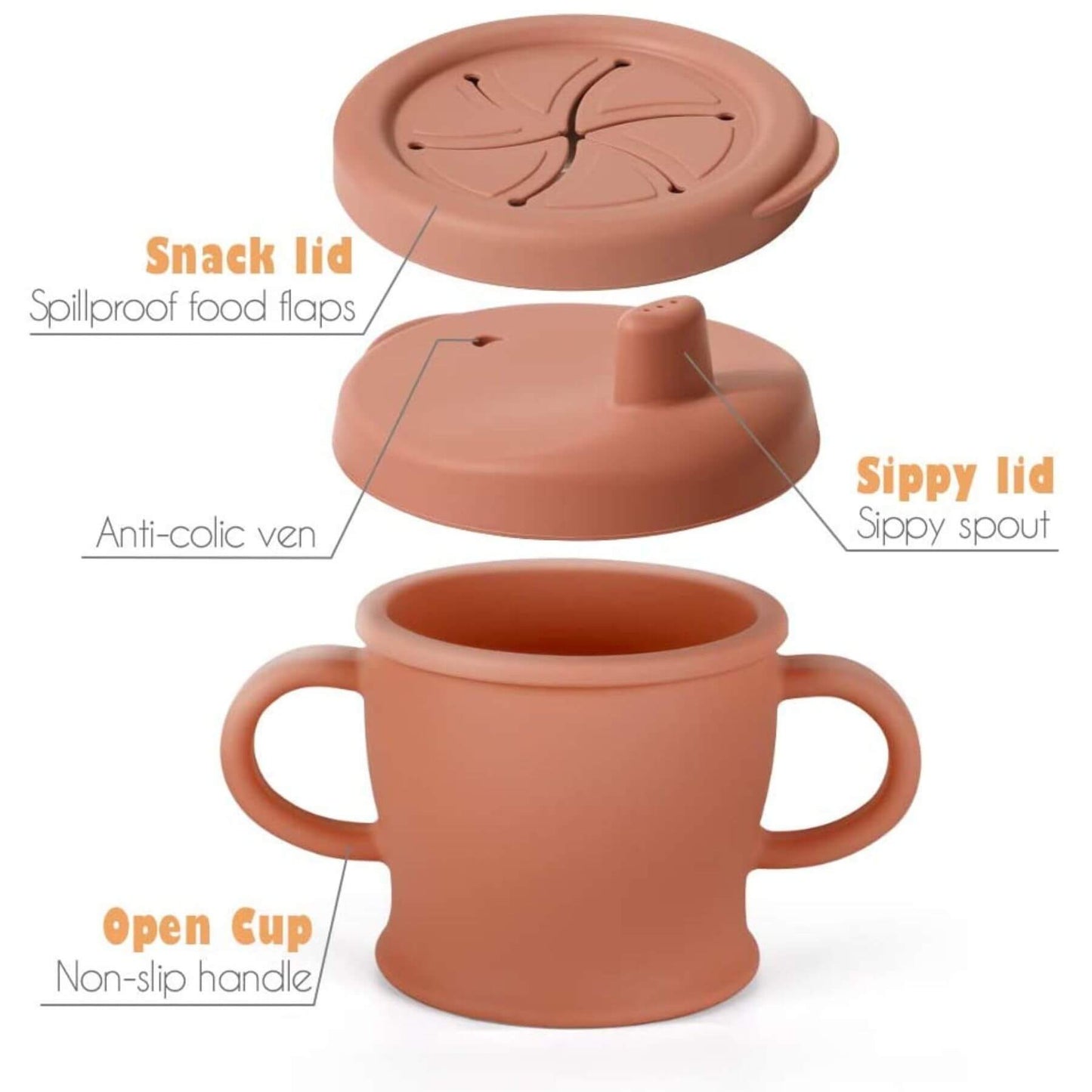 Haakaa Silicone Sip-N-Snack Cup 8 oz - Rust