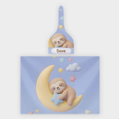 Personalized Sleeping Sloth Baby Swaddle & Hat Set