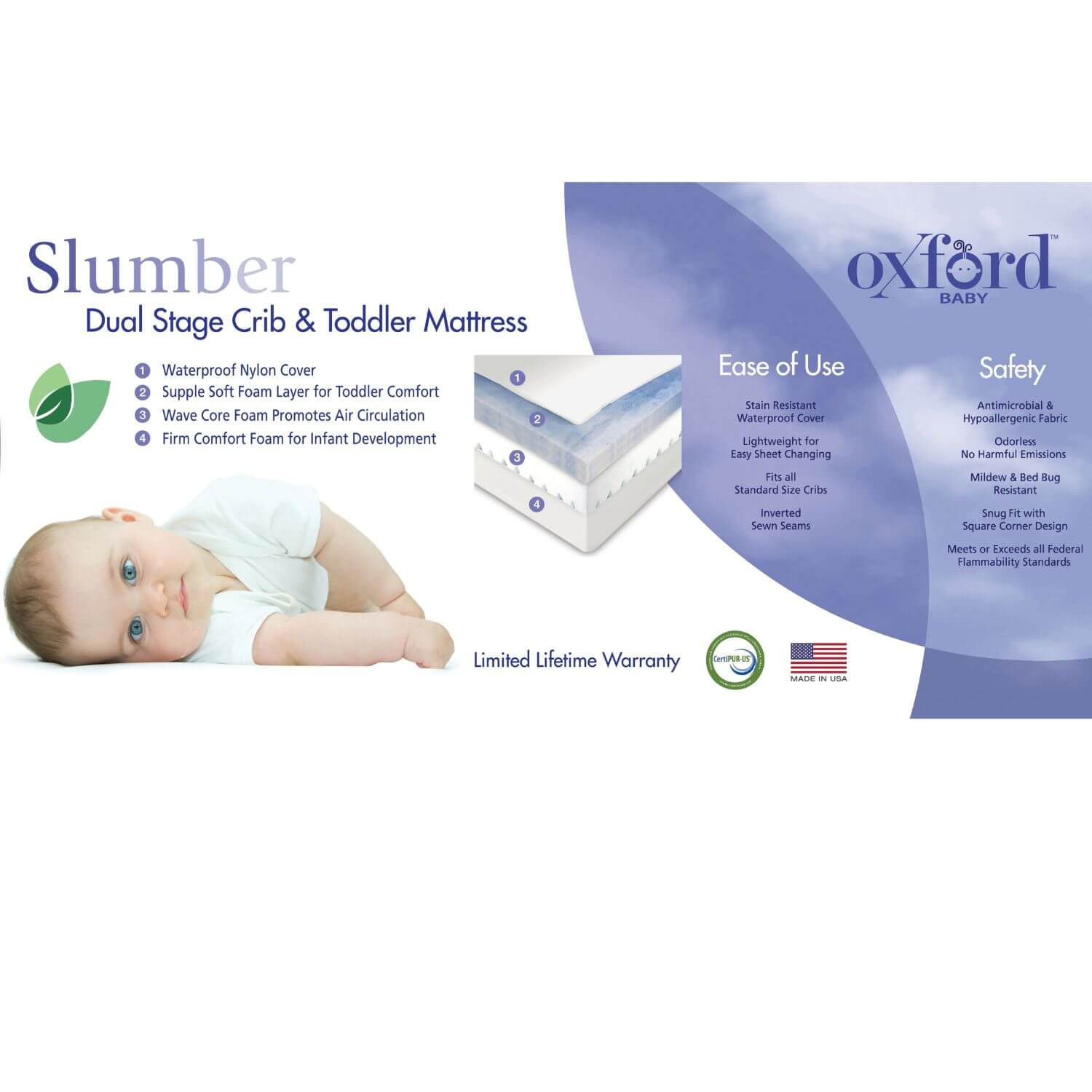 Oxford Baby Slumber Dual Stage Crib & Tddler Mattress