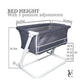 Venice Child Sunset Dreaming Bedside Bassinet | Gray - Dimensions