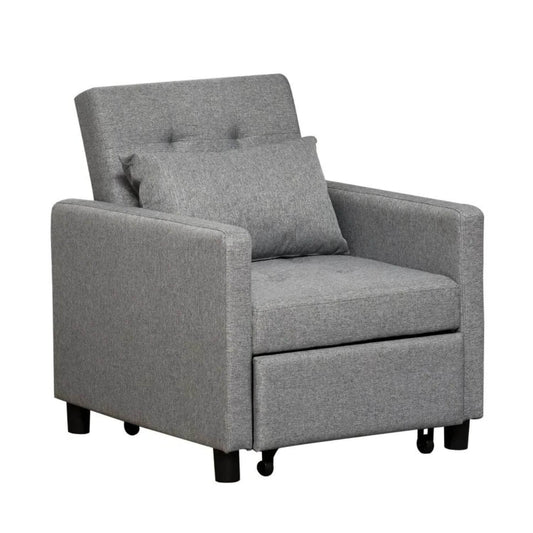 HOMCOM Convertible Nursery Sofa Lounger, Multi-Functional Sleeper with Adjustable Backrest, Gray