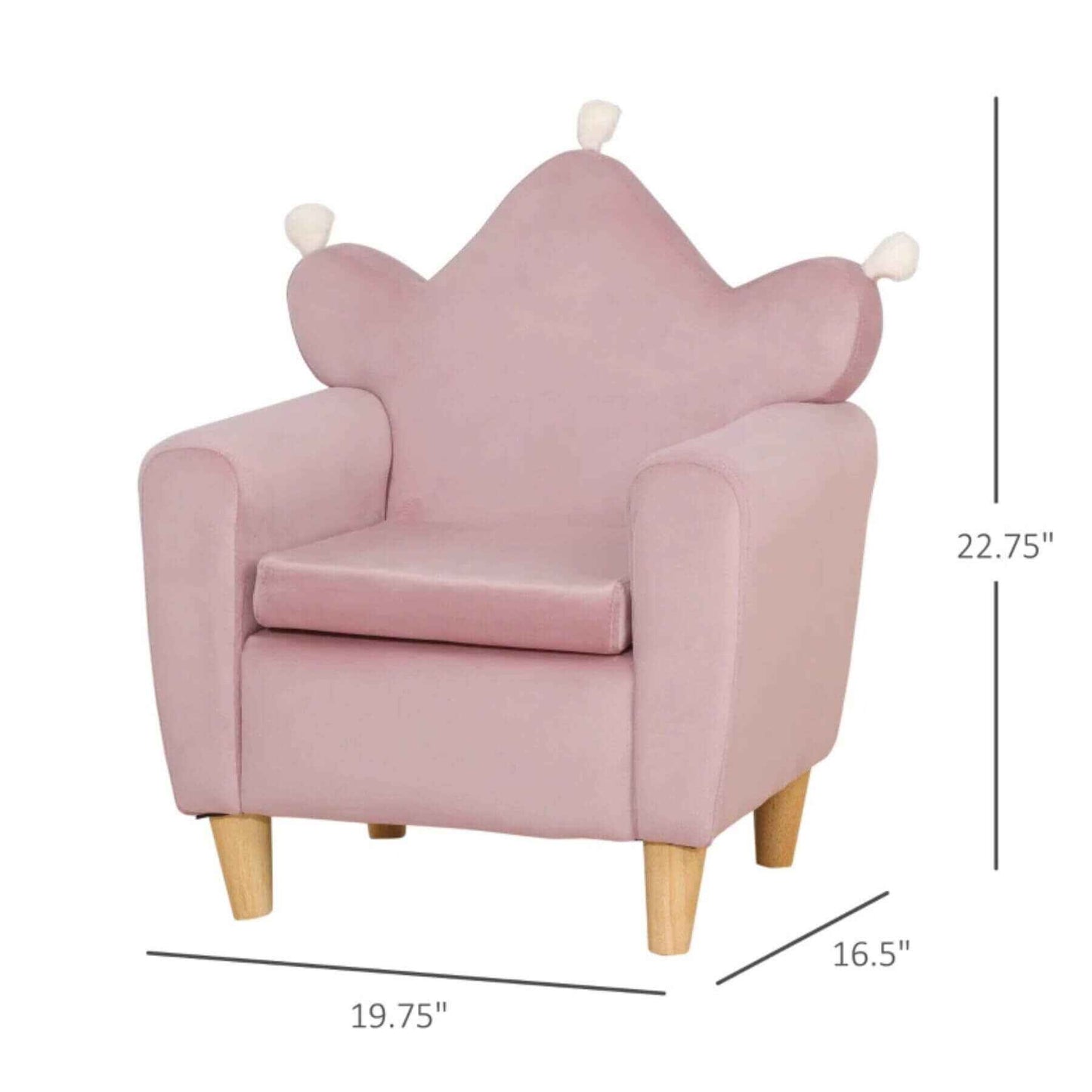 Qaba Soft Kids Sofa Chair with Cute Pink Crown Throne