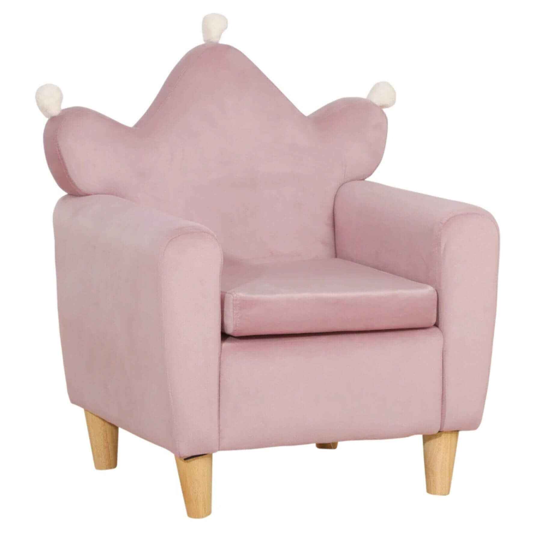 Qaba Soft Kids Sofa Chair with Cute Pink Crown Throne