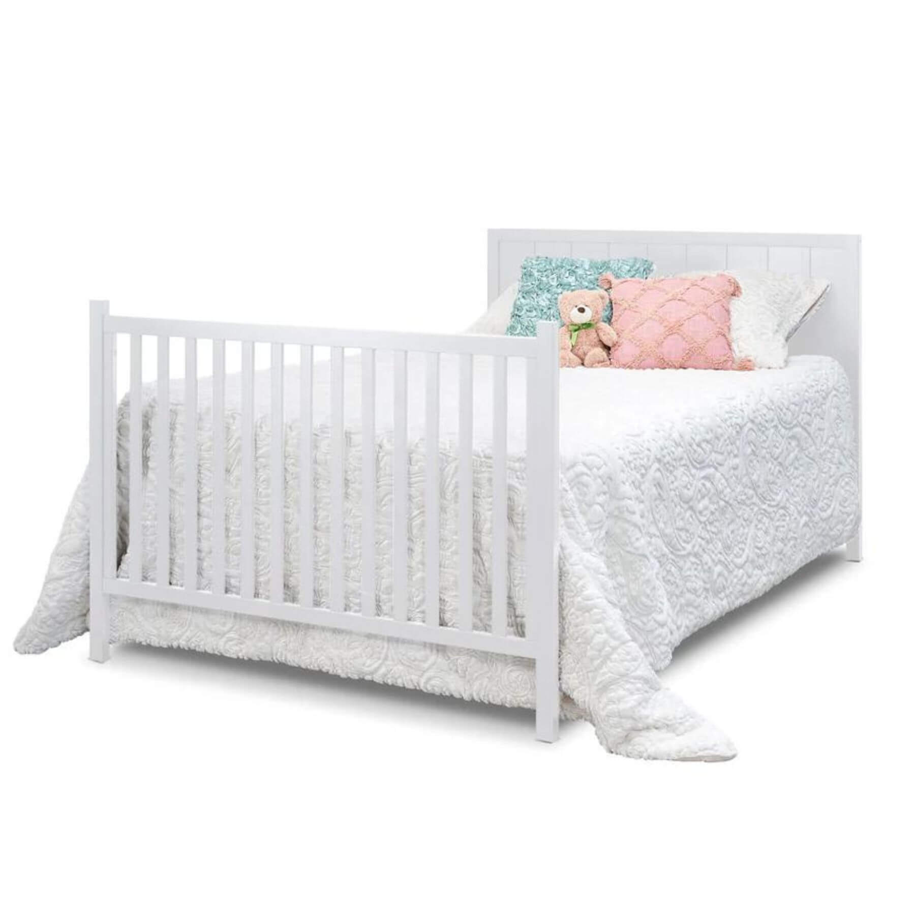 Sorelle Essex 4-in-1 Convertible Crib White - Converted into a full bed