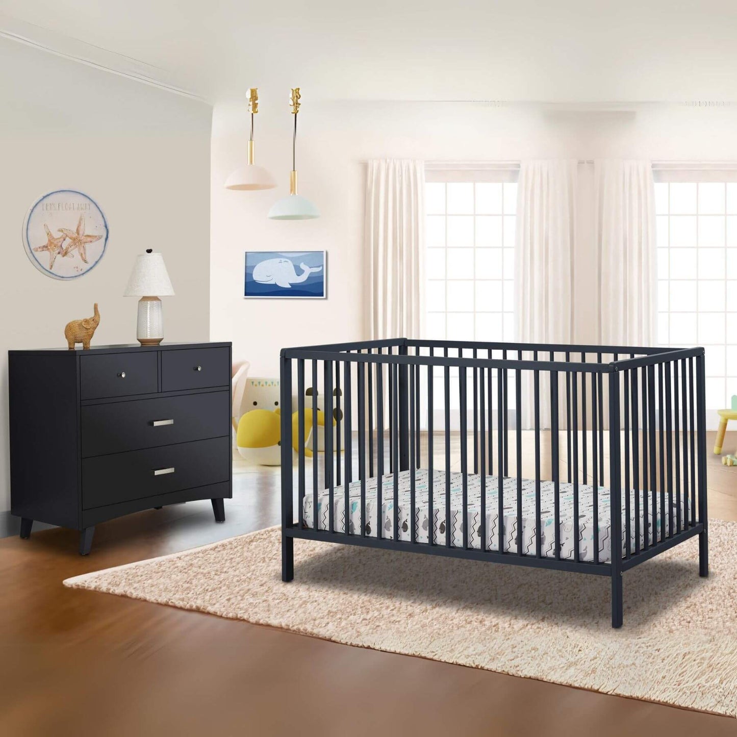 Sorelle Happy 3-in-1 Convertible Crib Midnight - Lifestyle