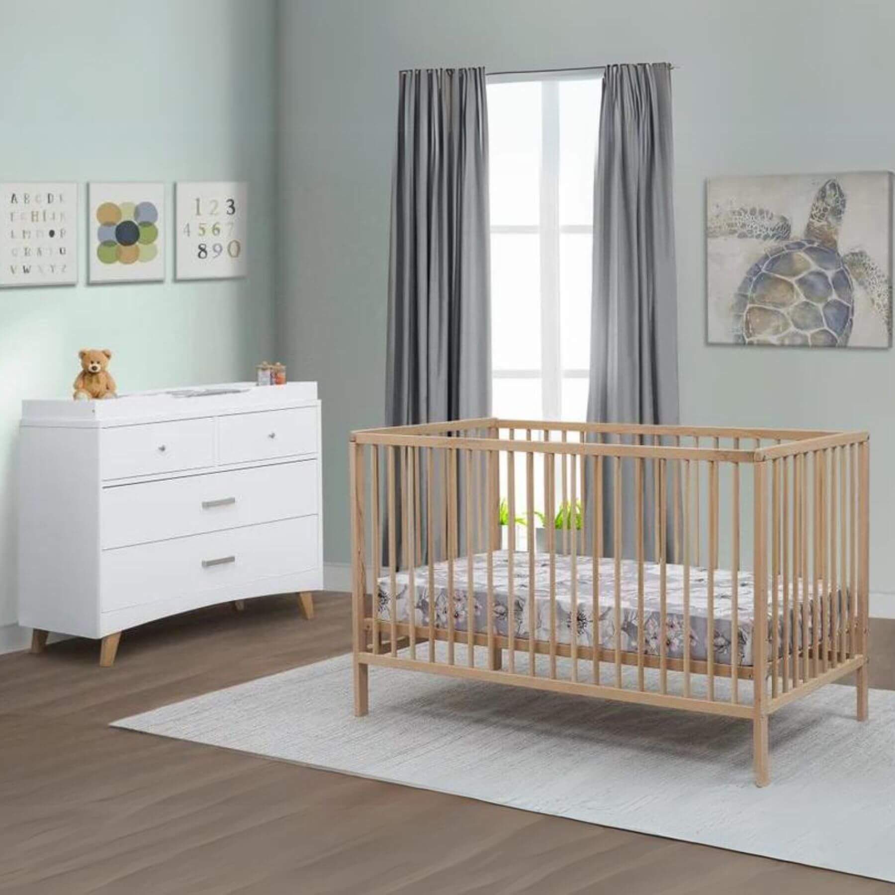 Sorelle Happy 3-in-1 Convertible Crib Natural Wood - Lifestyle