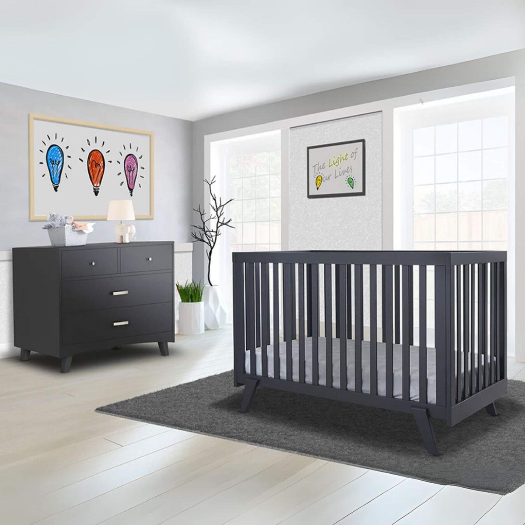 Sorelle Luce 2-in-1 Convertible Crib Midnight - Lifestyle