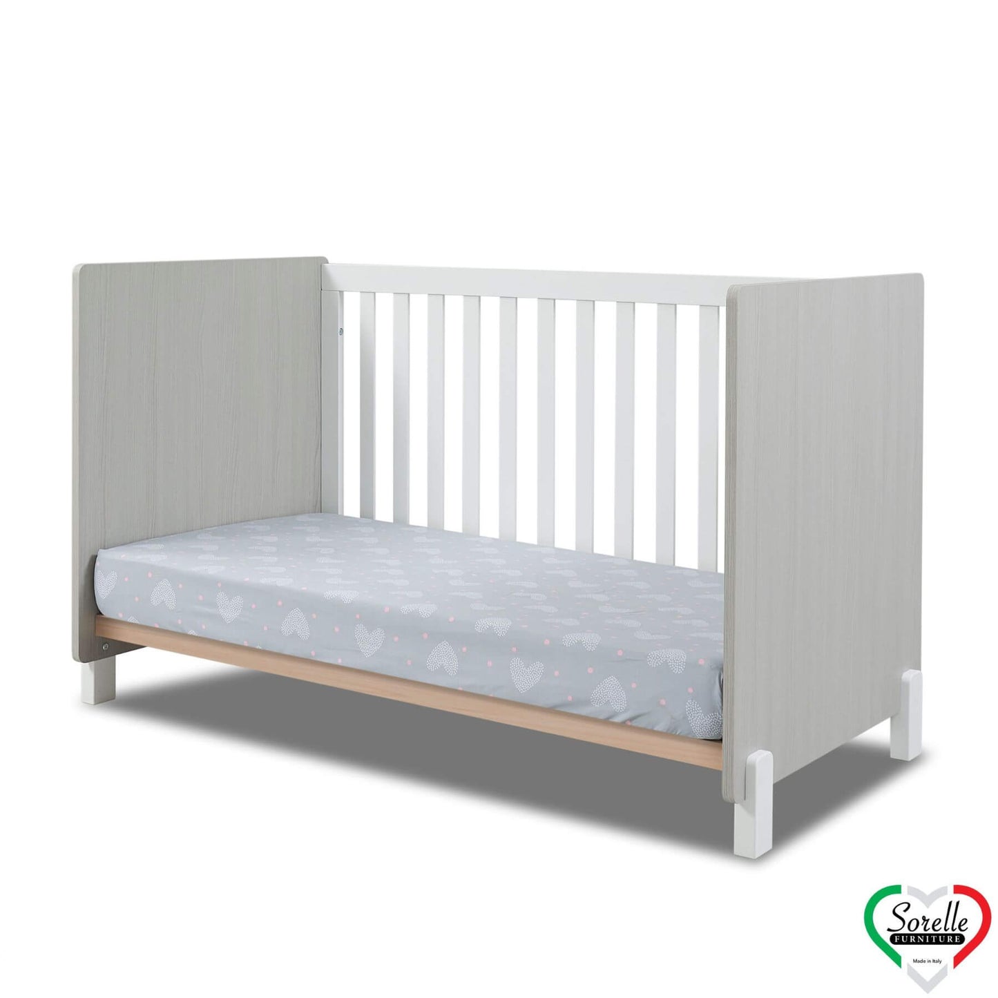 Sorelle Pannello 3-in-1 Convertible Crib Grigio and White - Converted into a daybed