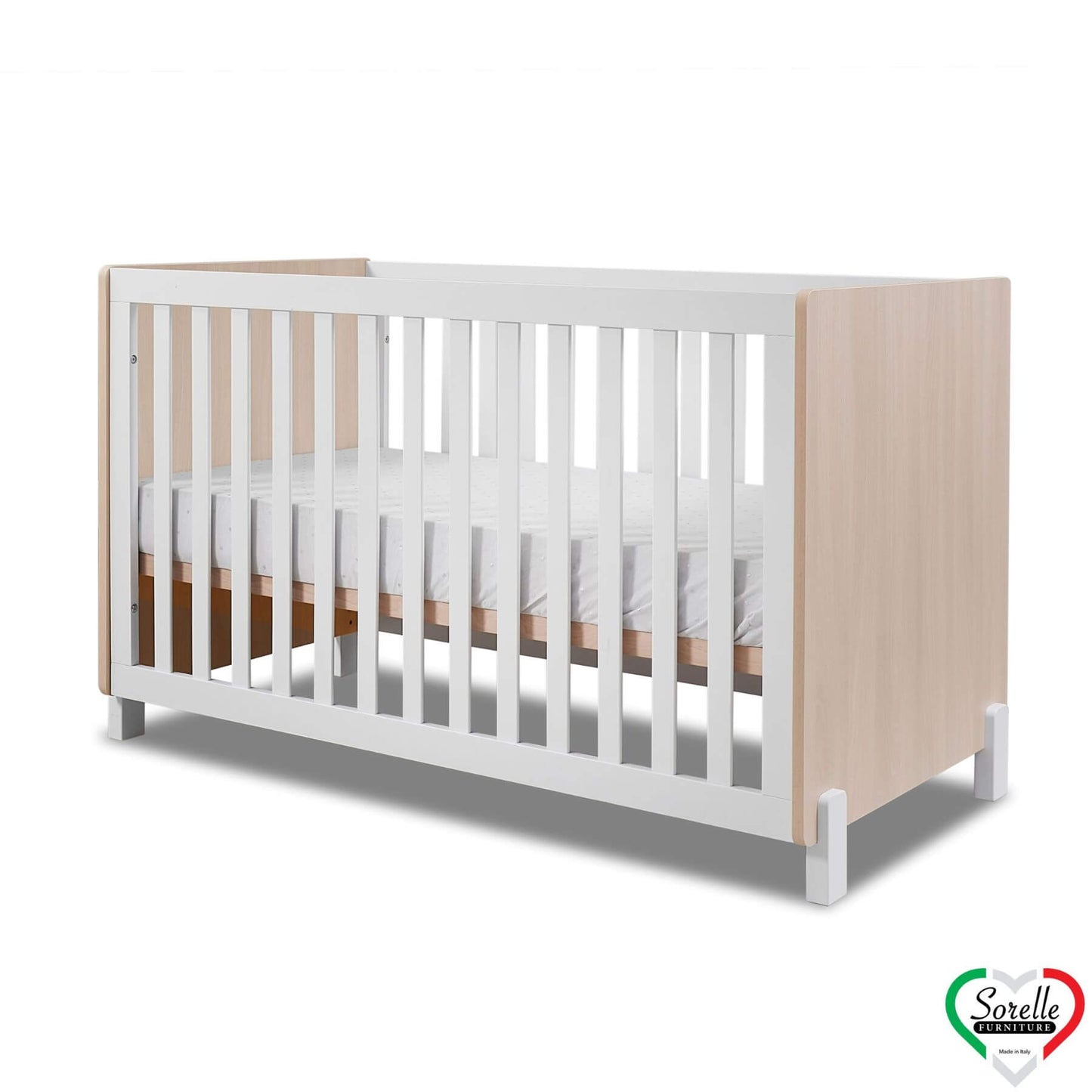 Sorelle Pannello 3-in-1 Convertible Crib Nebbia and White