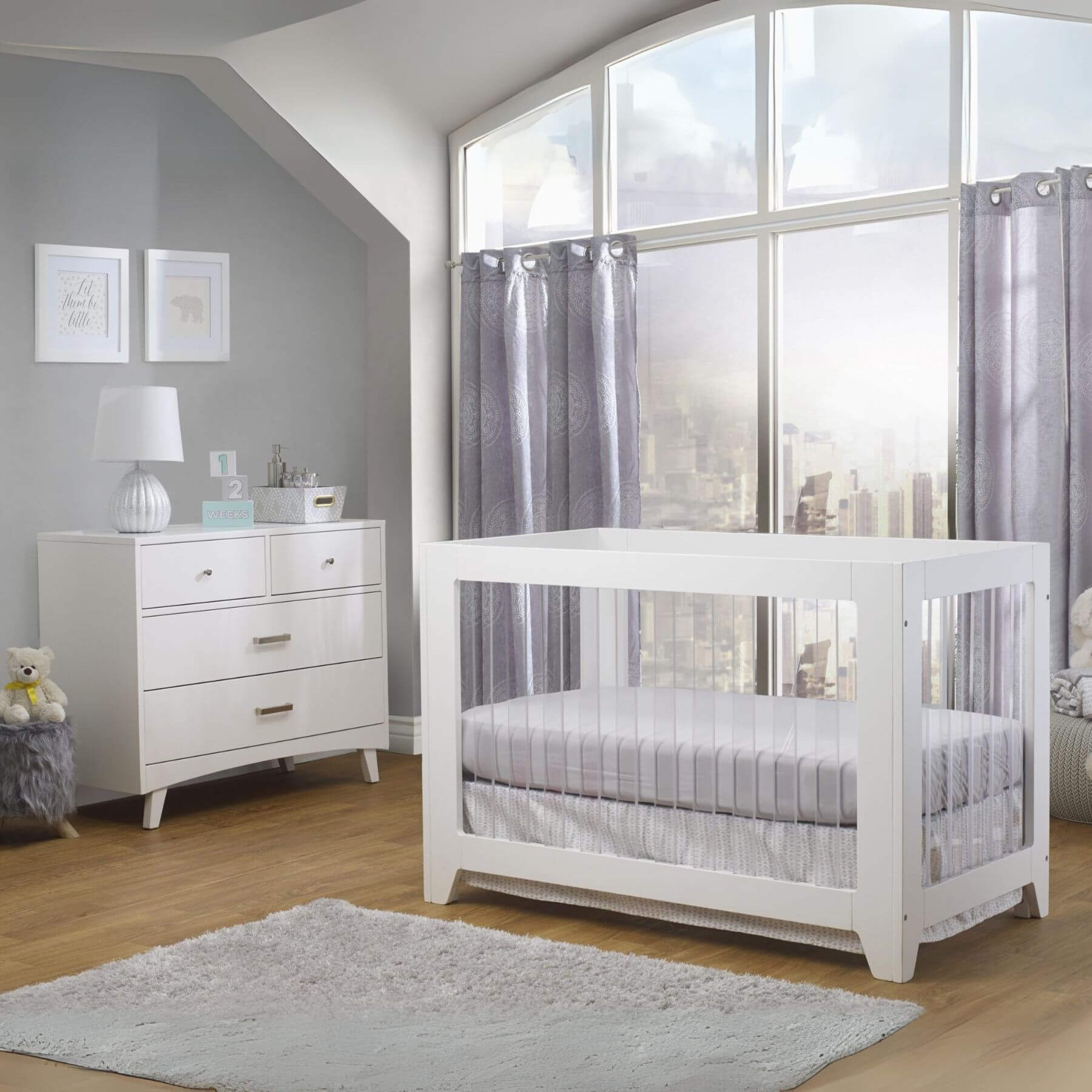 Sorelle Soho Acrylic Crib White - Lifestyle