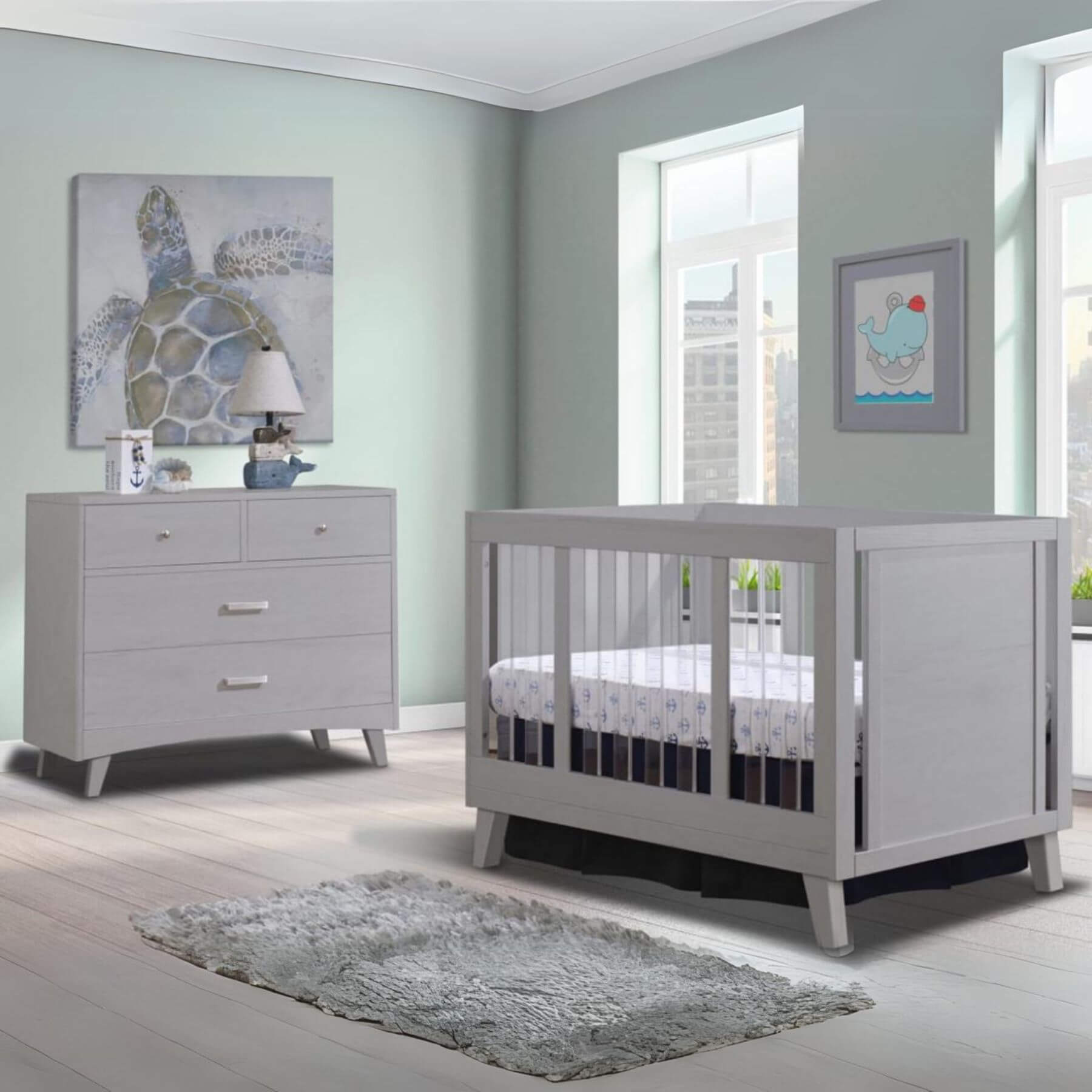 Sorelle Uptown Acrylic Crib Weathered Grey - Lifestyle