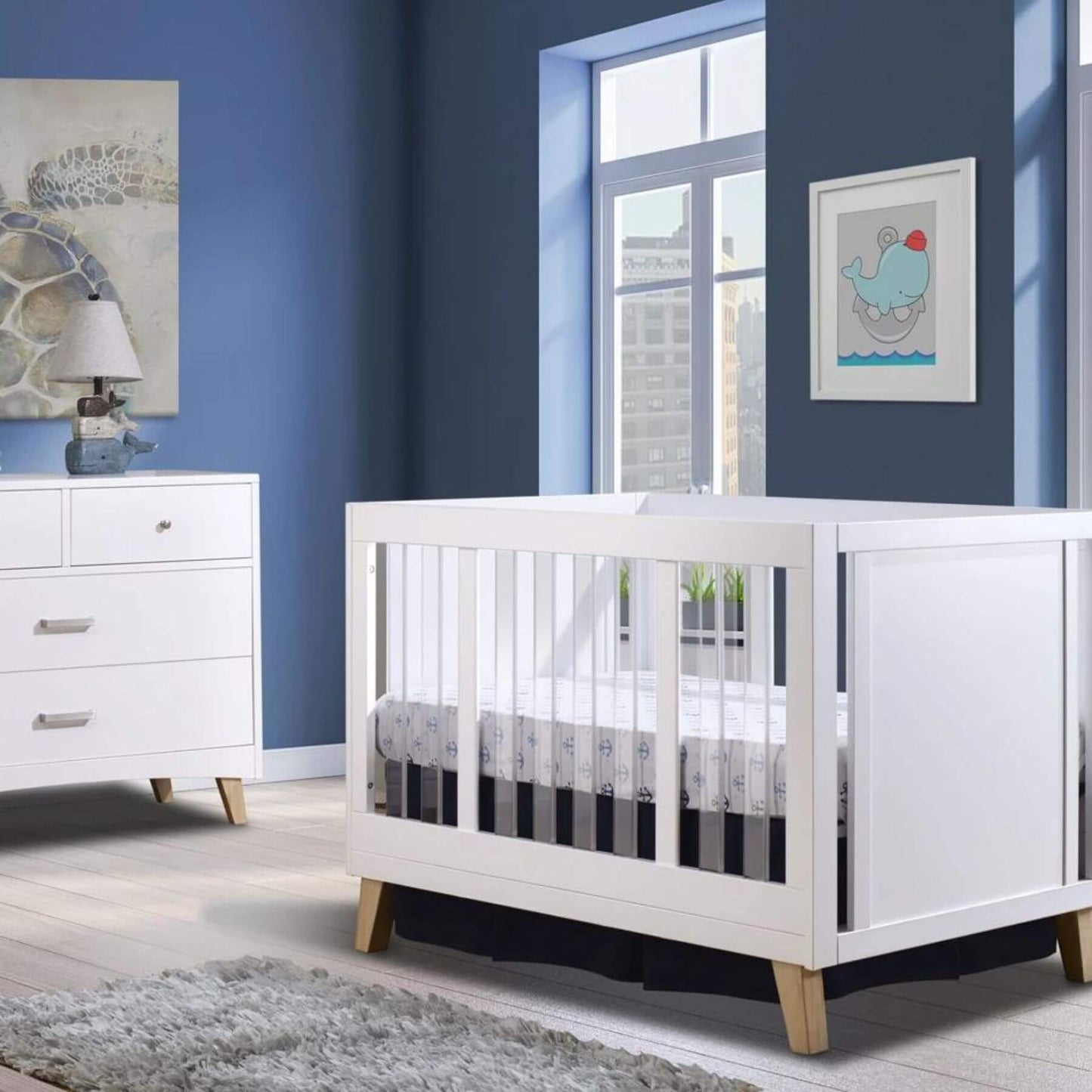 Sorelle Uptown Acrylic Crib White & Natural - Lifestyle