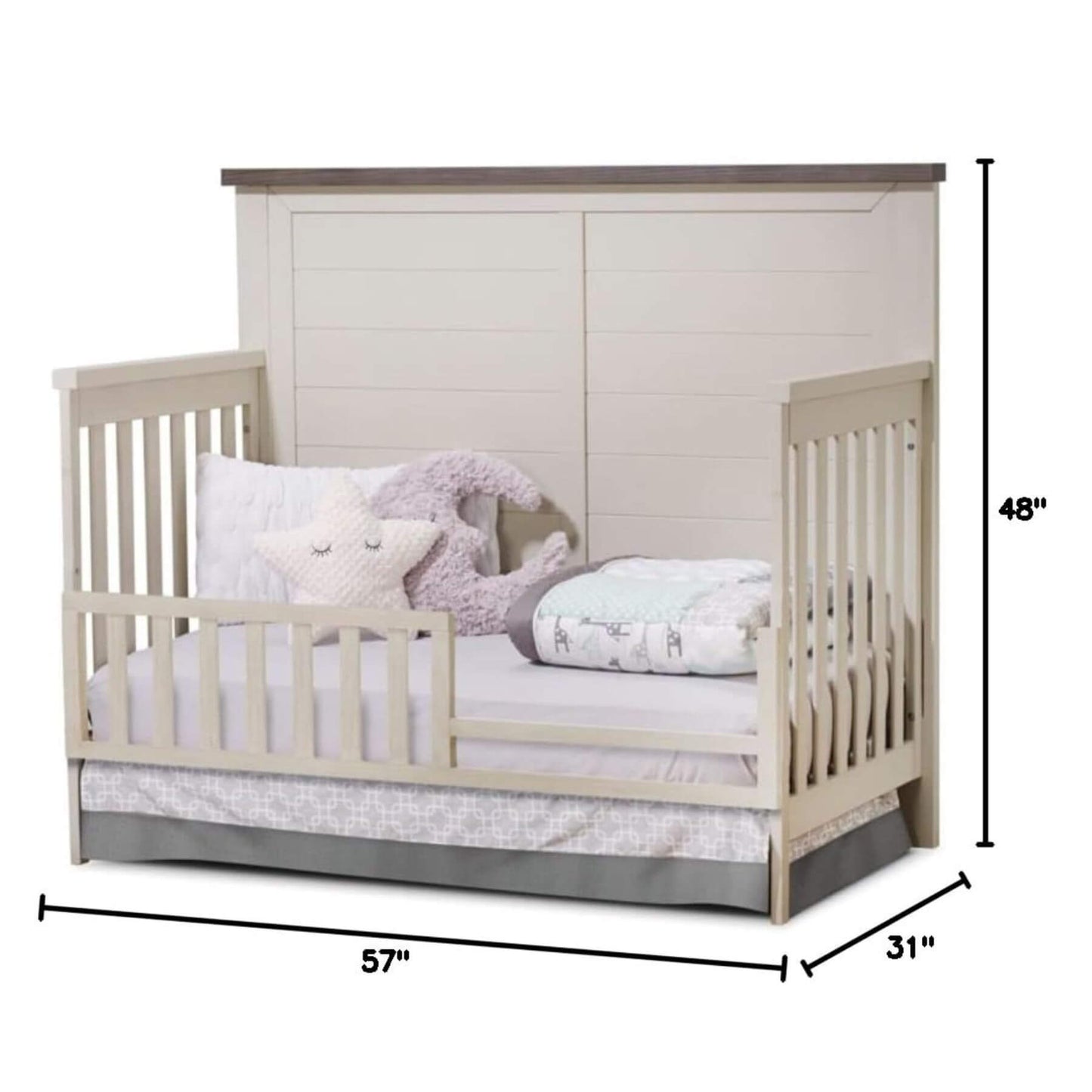 Sorelle Westley Crib Grigio Chocolate Bisque - Dimensions