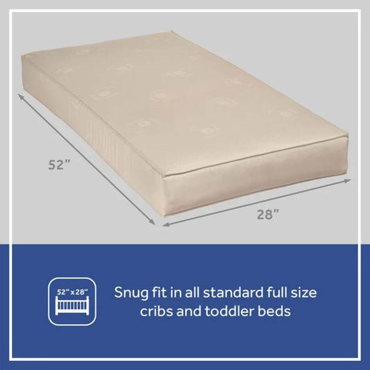 Sealy Soybean Serenity 2-Stage Foam Crib and Toddler Mattress - Dimensions