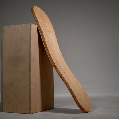 Spinzee Board leaning on a wood