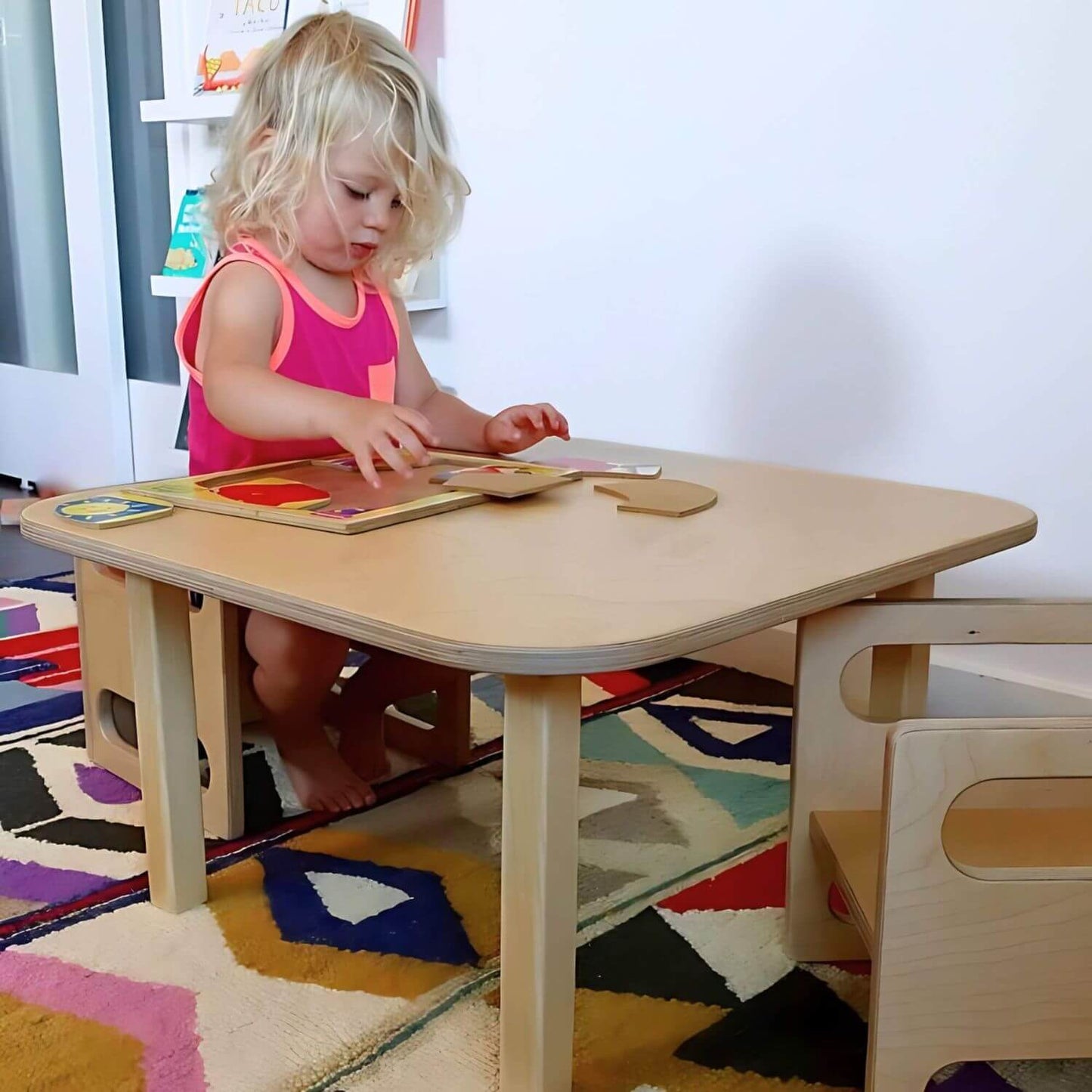 Girl Playing at RAD Children's Furniture Square Table