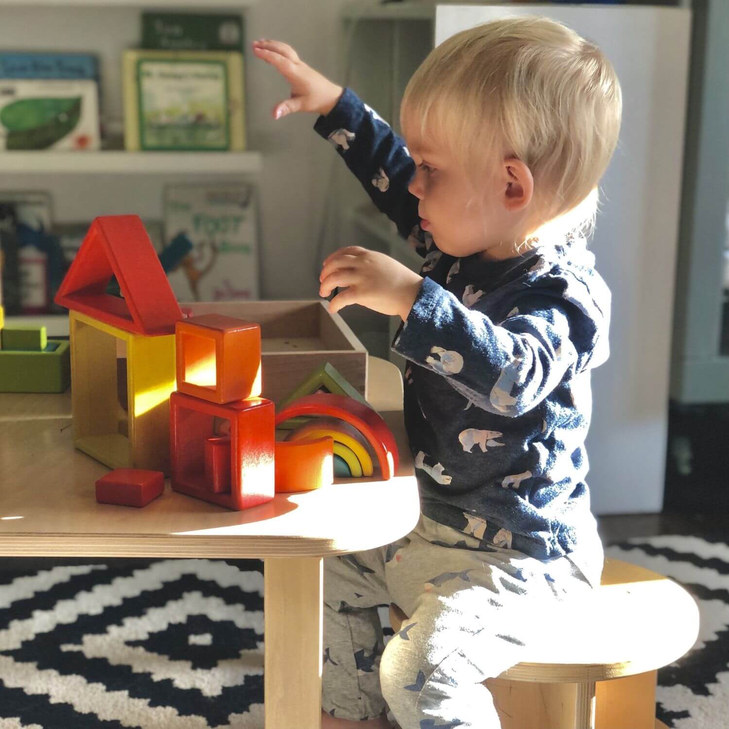 Boy Playing at RAD Children's Furniture Square Table