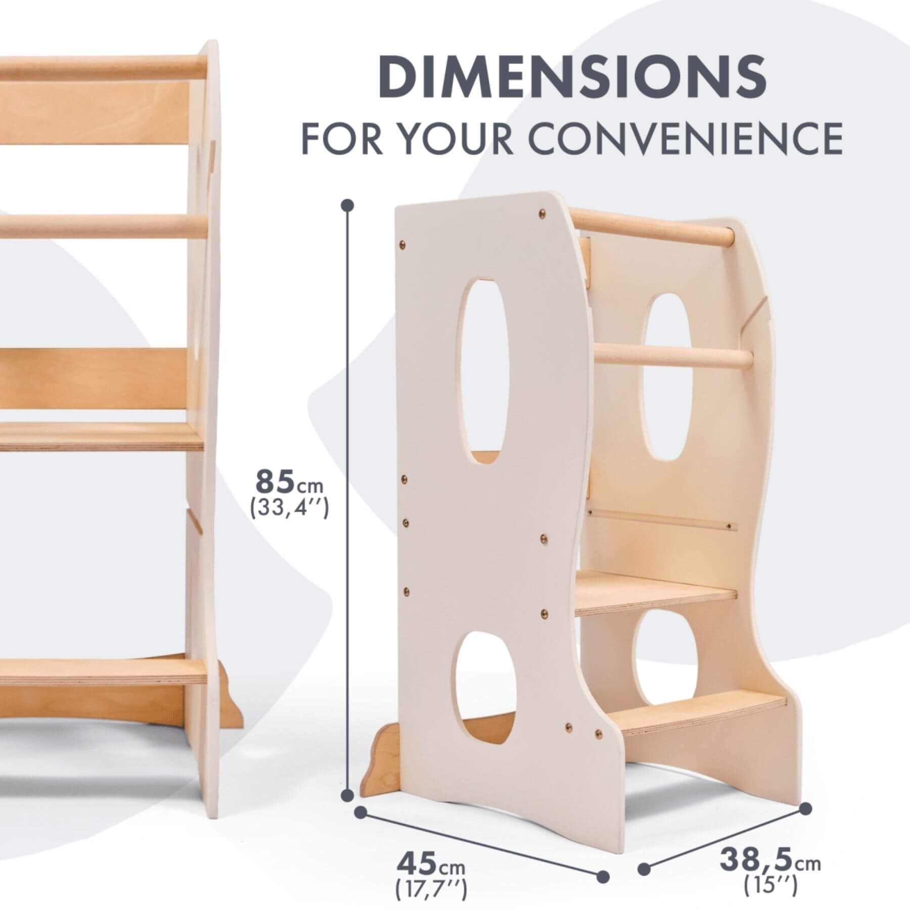 Goodevas Stable Montessori Learning Tower with dimensions