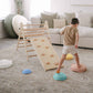 Child playing with Tiny Land® Stepping Stones - Beach Vacation in a living room.